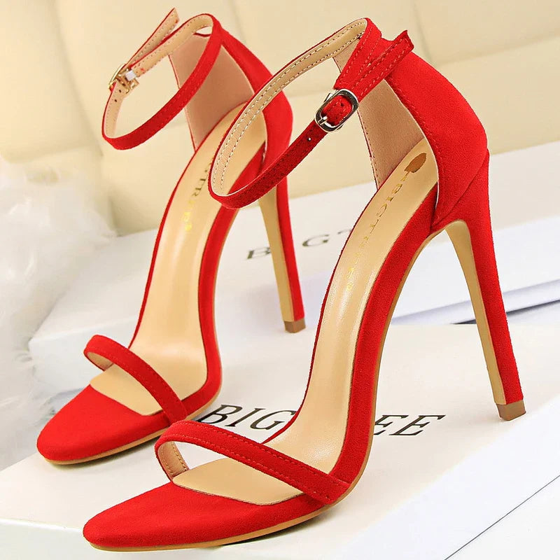 jinran Shoes Summer Women Sandals Suede Hollow High Heels Stiletto Fashion Sandles Women Heels Ladies Shoes Women's Sandals