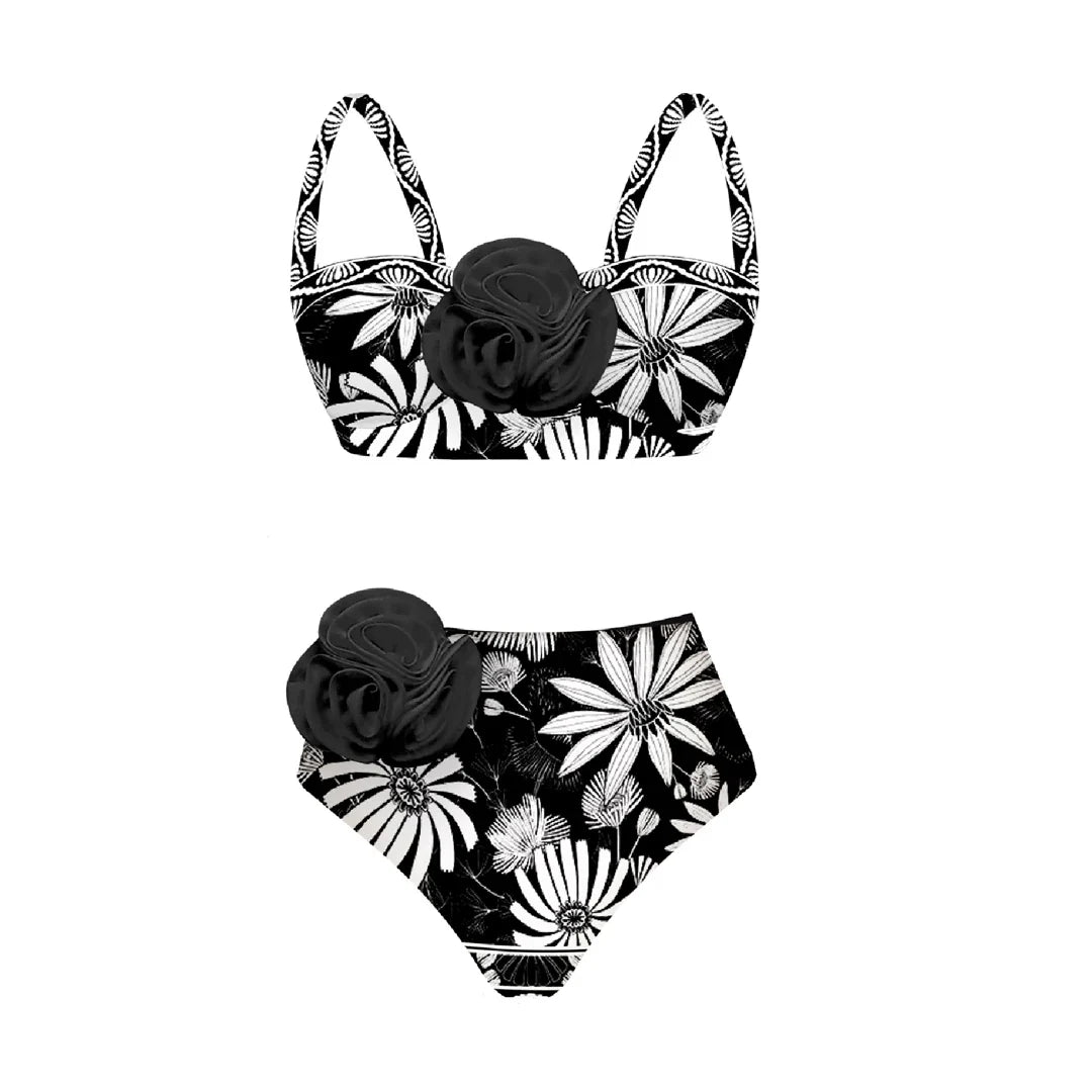 jinran 2024 3D Flower Bikini Underwire Swimsuit High Waist Swimwear for Women Push Up Two Piece Bathing Suits Summer Female