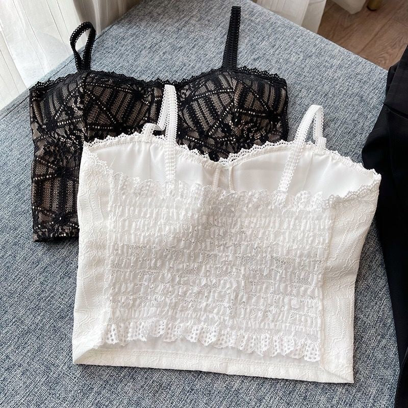 jinran Vintage Lace Tank Top Sexy Thin Breathable Beautiful Back Camisole Push Up Wireless Clothing 2022 New