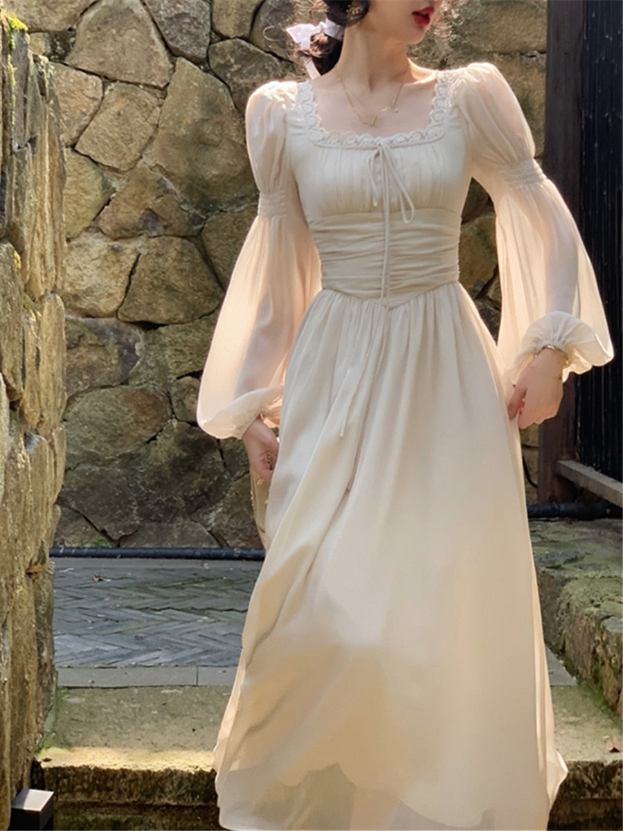 jinran Midi Dress Women Summer New Vintage French Corset Ruched Dresses Bodycon Elegant Evening Robe Female Slim Clothes Vestidos