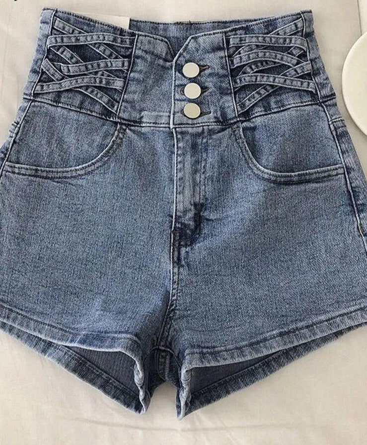 jinran New Streetwear Female High Waist Wide Leg Vintage Denim Shorts Spring Summer Women Loose Washed Solid Color Jeans Shorts