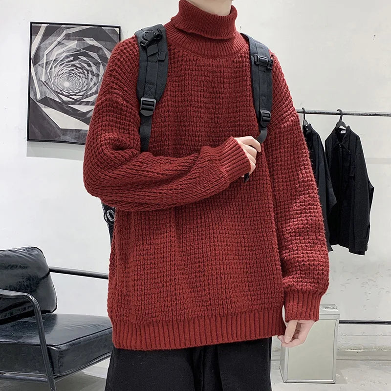 Winter Y2k Turtleneck Sweaters Men Vintage Black Casual Pullovers Korean Fashions Oversized Harajuku Knitted Sweater