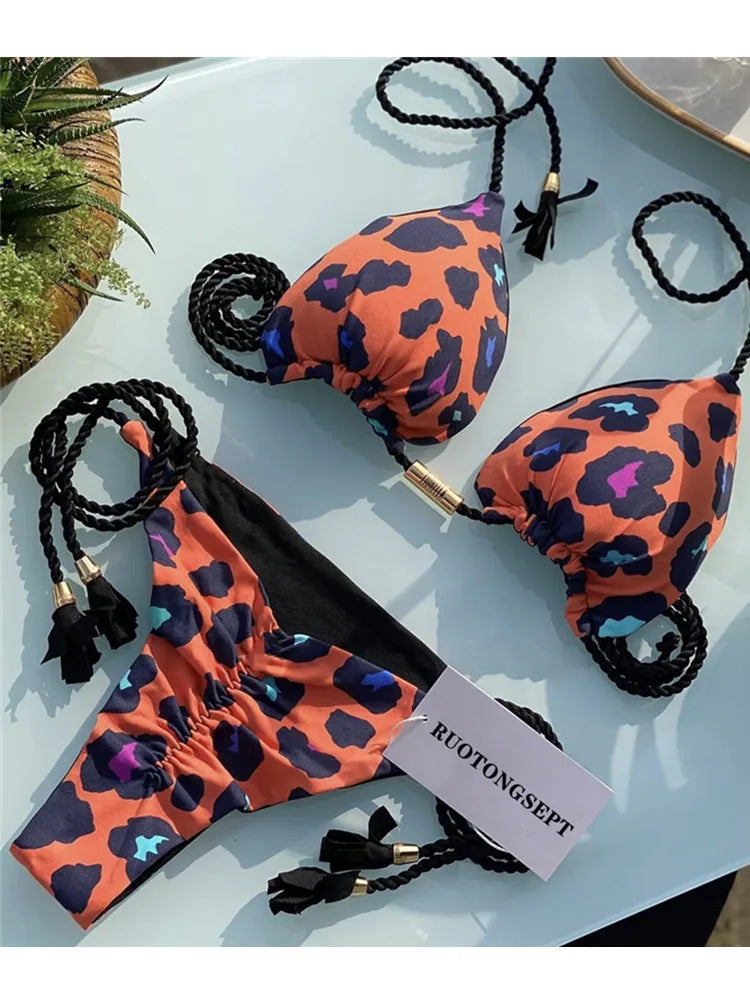 jinran Swimwear Thong Bikini Set 2024 New Blue Swimsuits Woman Sexy Bathing Suits Bikinis Triangle Bandage Female Beachwear Bikini