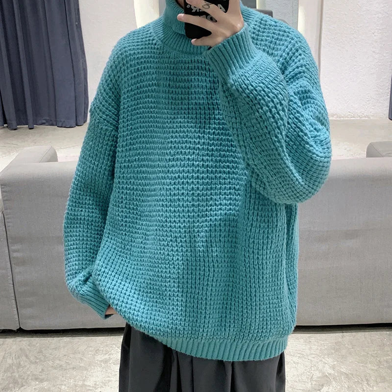 Winter Y2k Turtleneck Sweaters Men Vintage Black Casual Pullovers Korean Fashions Oversized Harajuku Knitted Sweater