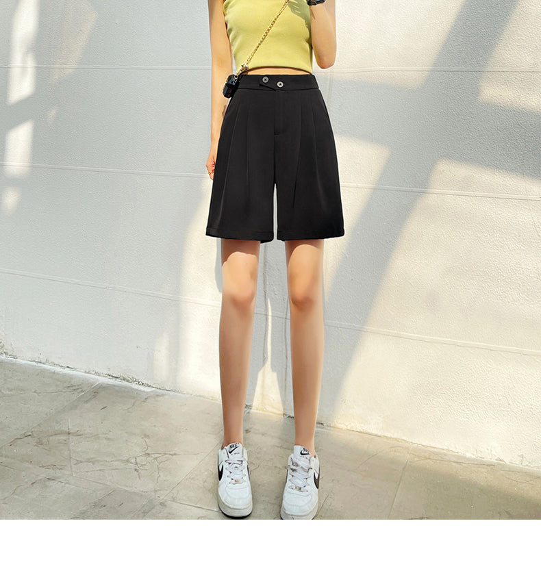 jinran Office Lady 2022 Summer Suit Women Shorts Solid Hot Shorts Knee Length Shorts Female Casual Half Trousers Loose Capris Bermuda