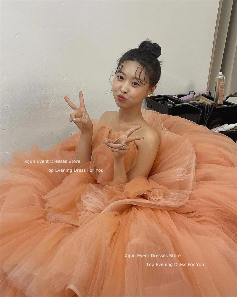 jinran Tulle Elegant Wedding Dresses Sleeveless For Korean Bridal Gowns Formal Photo Shoot Tiered Princess Party Dresses 2024