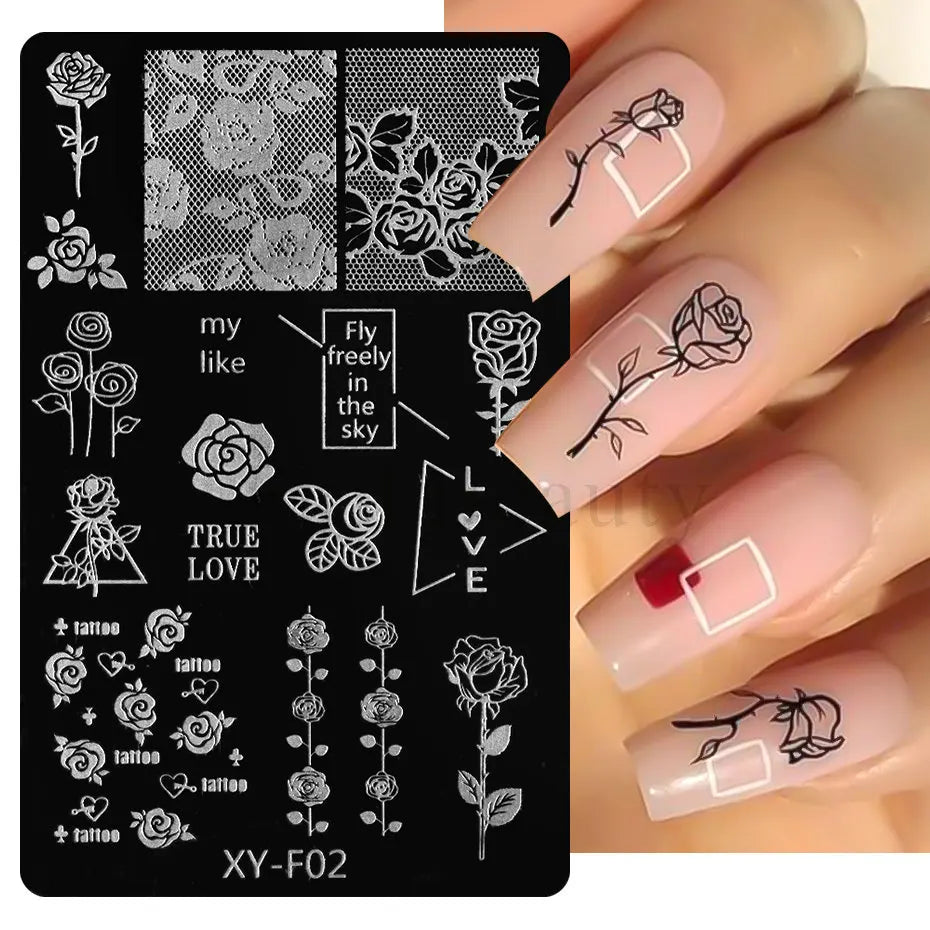 jinran Spring Flowers Nail Stamping Plates Cherry Blossom Summer Daisy Floral Butterfly DIY Nail Design Image Stamp Templates Stencil
