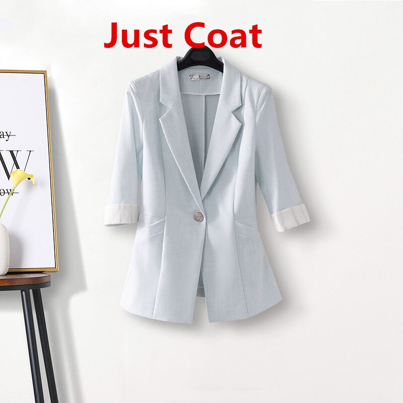 jinran Women's Graceful Spring Summer Work Clothing 2022 Office Lady Thin Suit Coats+Chiffon Print Sling Dress Casual Blazers Female