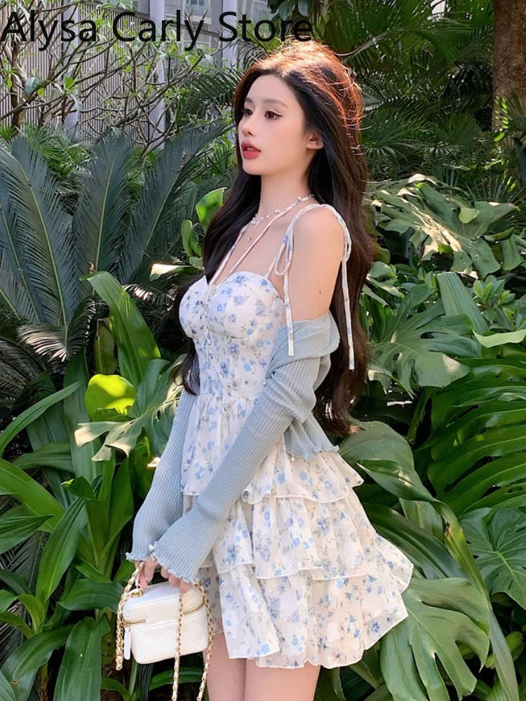 jinran Floral Sexy Slip Dress Women Chic Elegant Casual Party Dresses Female Beach Korean Fashion Holiday Summer Dresses Trend 2024 New