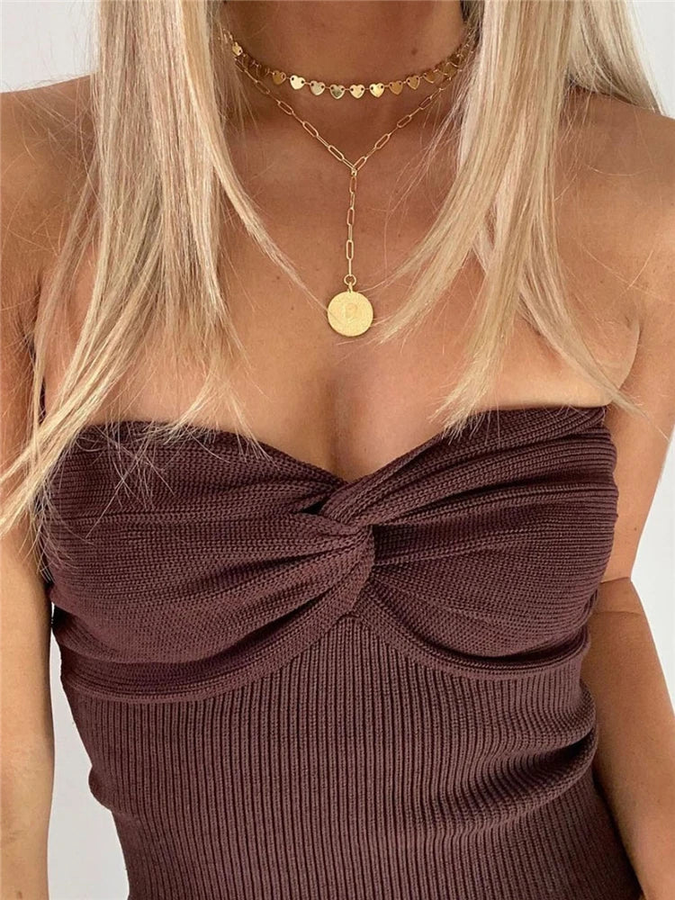 jinran Knit Tube Tops Women White Strapless Corset Tops Summer Basic Backless Off Shoulder Crop Top Bustier Casual Streetwear