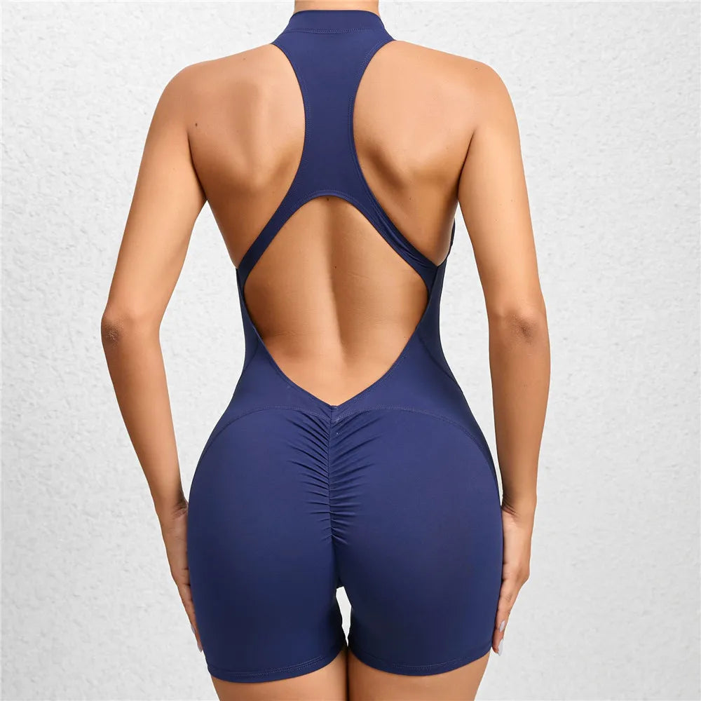 jinran 2024 Zipper Women Tracksuit Pad Yoga Set One Piece Jumpsuit Workout Scrunch Legging Rompers Sport Gym Active Suit Exercise Wear