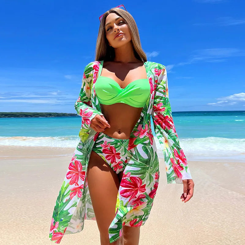 jinran New Bikini Beach Skirt Tunics for Beach Cover up Swimsuit Women Ruffle Biquini Bathing Suit Summer Beach Wear Swim Suit