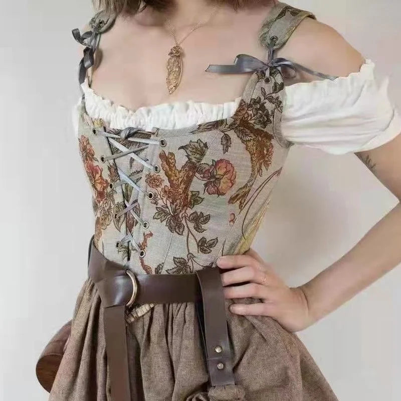 jinran Floral Beach Party Sexy Bustiers Crop Women Backless Bandage French Vintage Halter Top Korean Fashion Boho Lace with Corset 2024