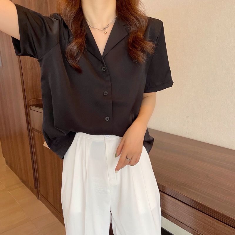 jinran Chiffon Blouse Elegant Light Green Top for Women Short Sleeve Shirt Summer Top Office Blouse for Women Tunic