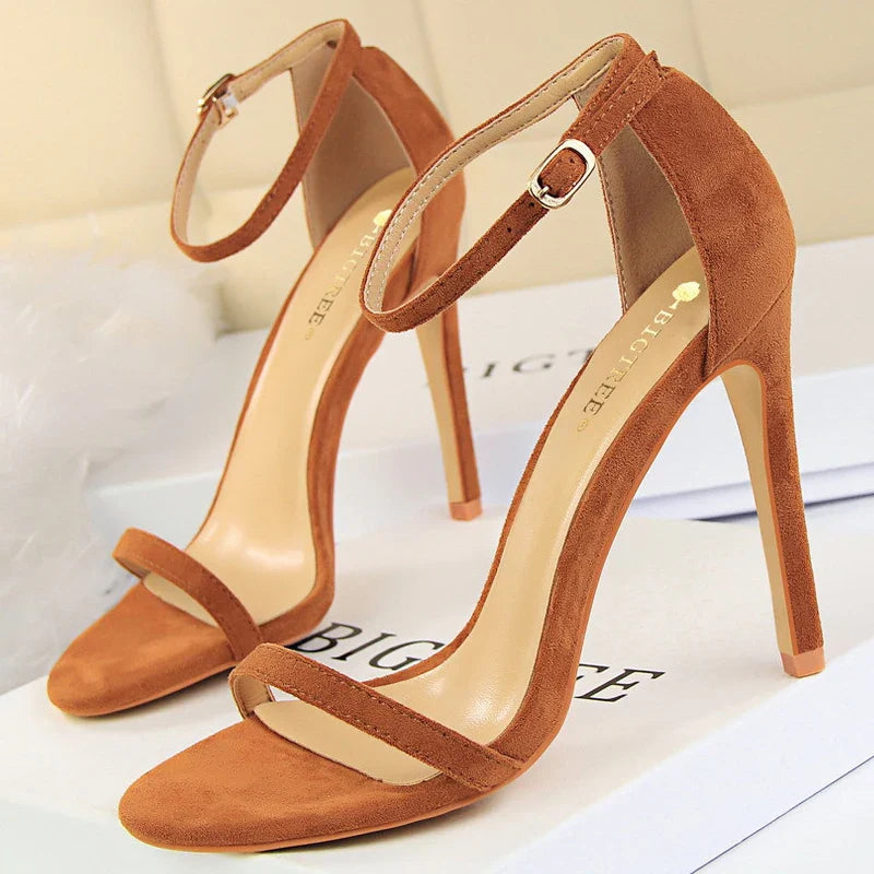jinran Shoes Summer Women Sandals Suede Hollow High Heels Stiletto Fashion Sandles Women Heels Ladies Shoes Women's Sandals