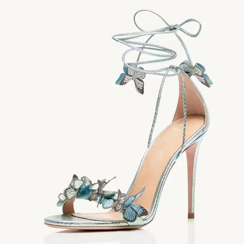 jinran New Luxury Design Cross Strap Sandals Women Summer Fashion Butterfly Open Toe Elegant High Heels Wedding Banquet Shoes for Women