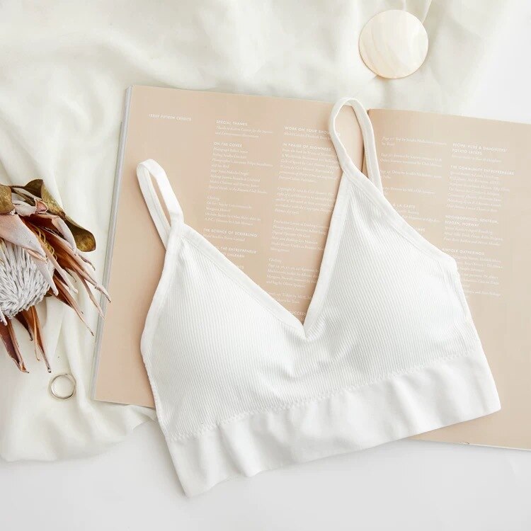 jinran Sexy Seamless Crop Ribbed Top Women Push Up Wireless U Type Backless Camisole Sports Women's Underwear Summer 2022 New