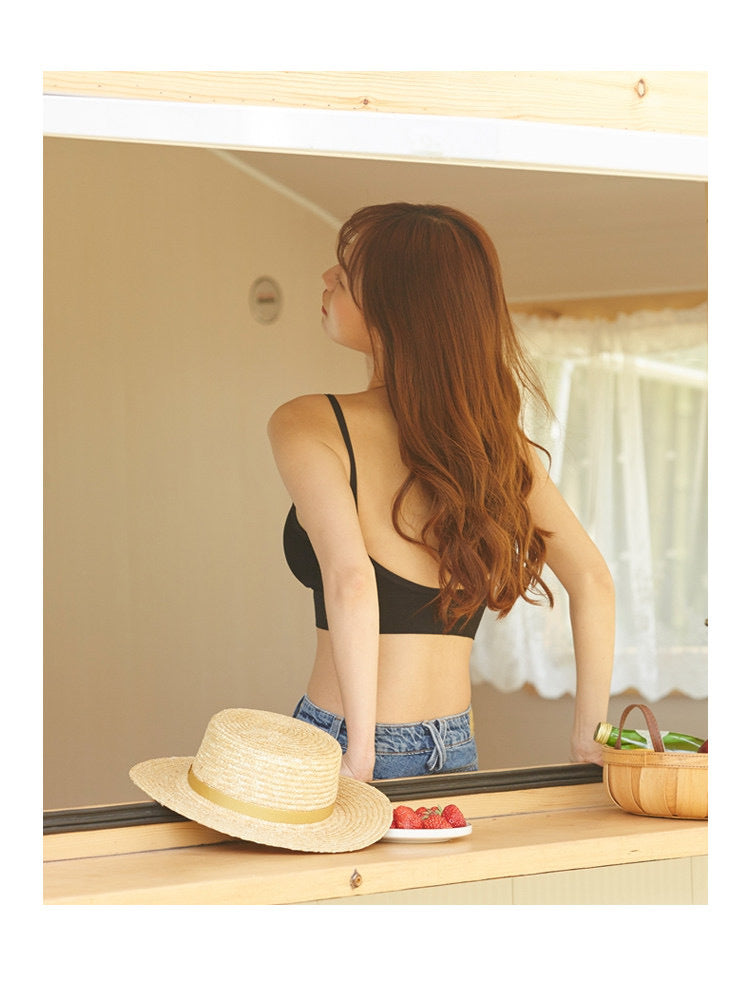 jinran Sexy Seamless Crop Ribbed Top Women Push Up Wireless U Type Backless Camisole Sports Women's Underwear Summer 2022 New
