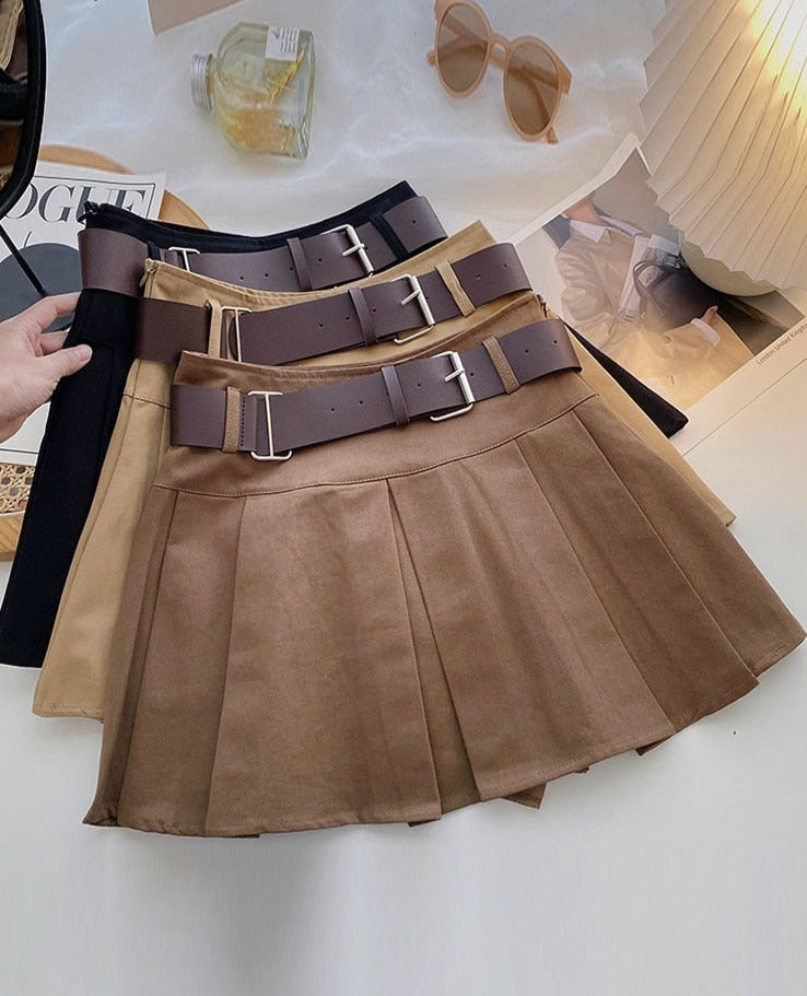 jinran Pleated Skirts for Women Mini Y2k Summer Sashes Korean Fashion Clothing Harajuku Black High Waist Casual Elegant