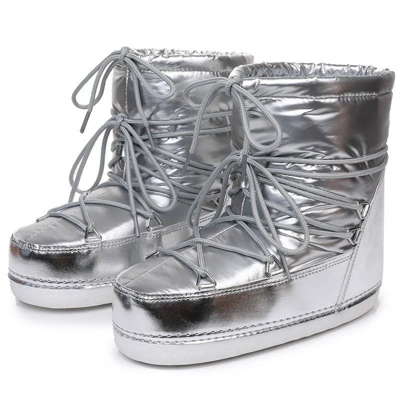 jinran 2024 Winter Lace-up Ankle Boots Women Snow Boots Brand Design Classic Platform Waterproof Non-slip Cotton Boots Woman Ski Boots