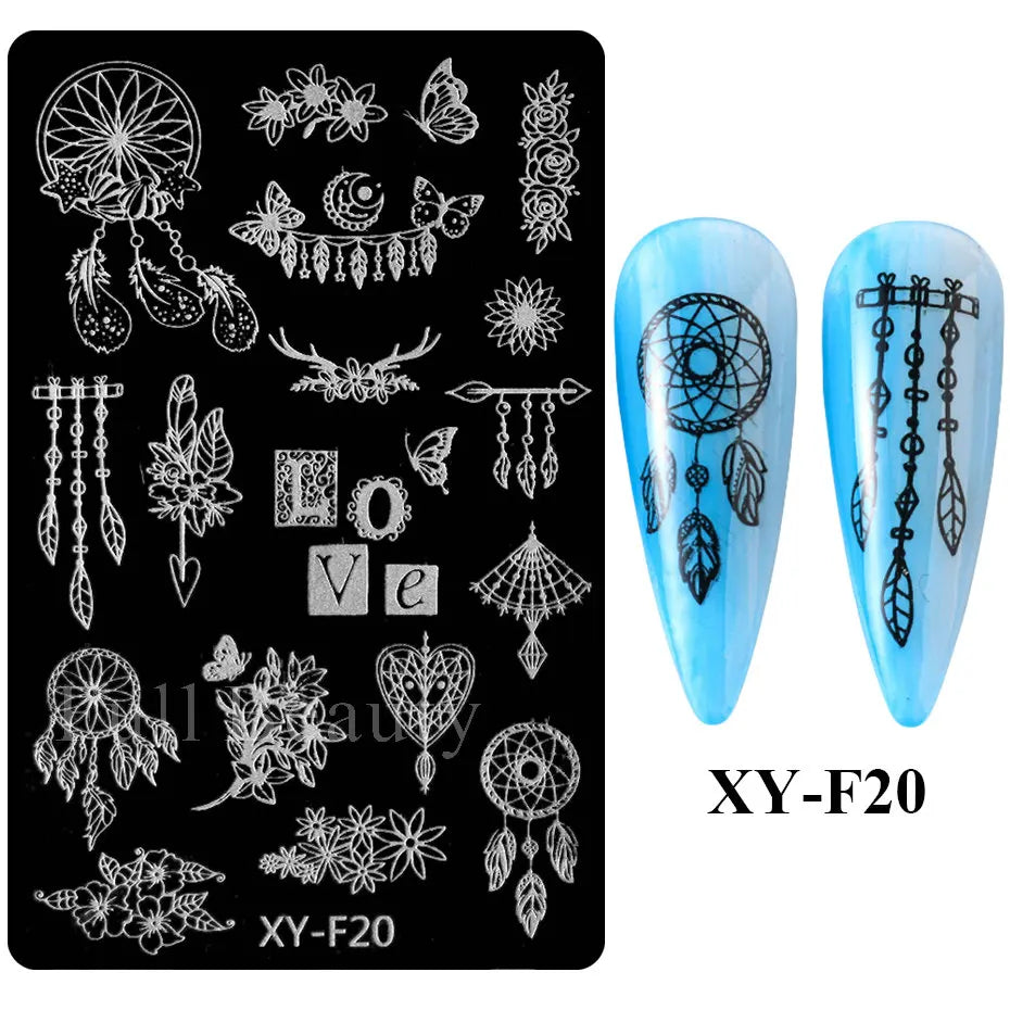jinran Spring Flowers Nail Stamping Plates Cherry Blossom Summer Daisy Floral Butterfly DIY Nail Design Image Stamp Templates Stencil