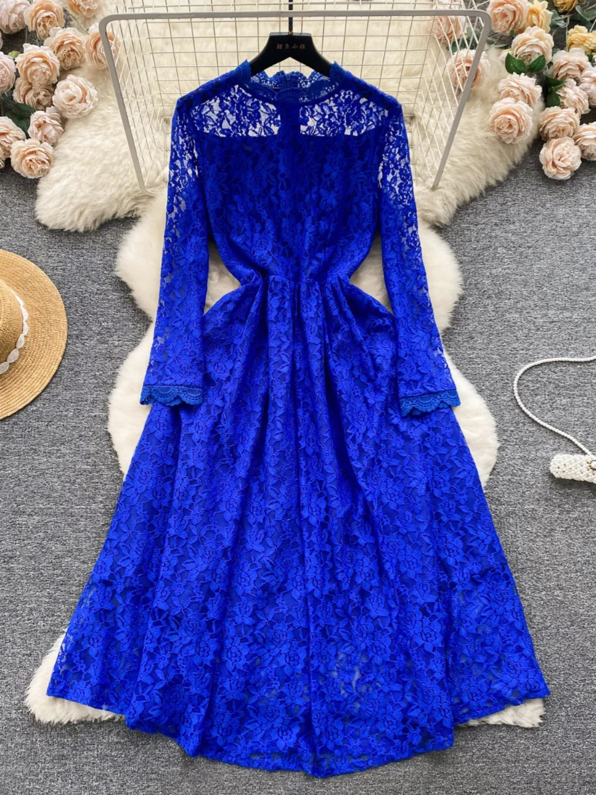 jinran Runway Flower Embroidery White Lace Prom Holiday Dress Summer Women Long Sleeve Evening Prom Vestidos Longo