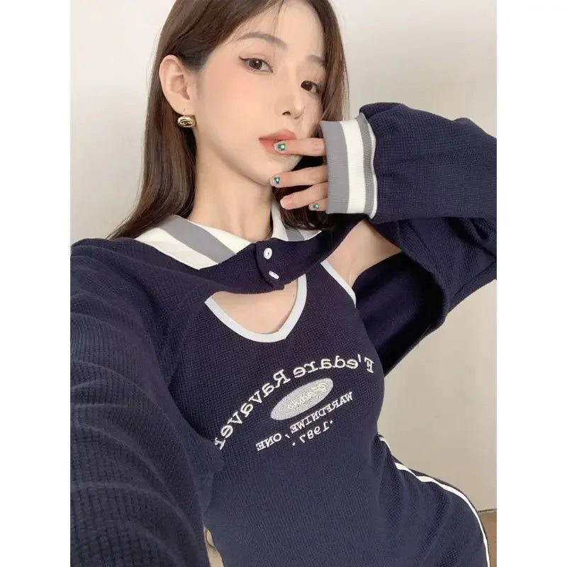 jinran Vintage Kpop Hoodies Women's Y2k Street Dress Pullover Beautiful Korean Fashion Sports Dress Women Harajuku Hippies