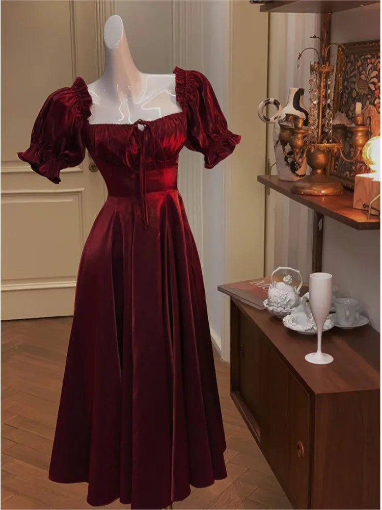 jinran Elegant French White Wedding Party Dress Women Vintage Burgundy Romantic Prom Vestidos Summer Korean A-line Graduation Dresses