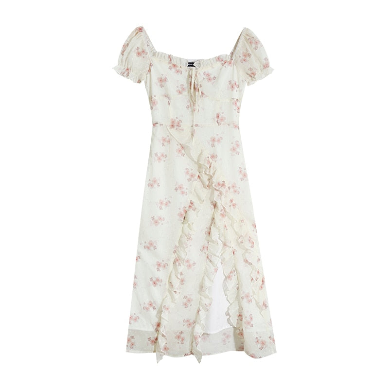jinran Elegant Short Sleeve Dress Woman Casual 2023 Summer Sexy Party One Piece Dress Korean Fashion Beach Vintage Midi Dress