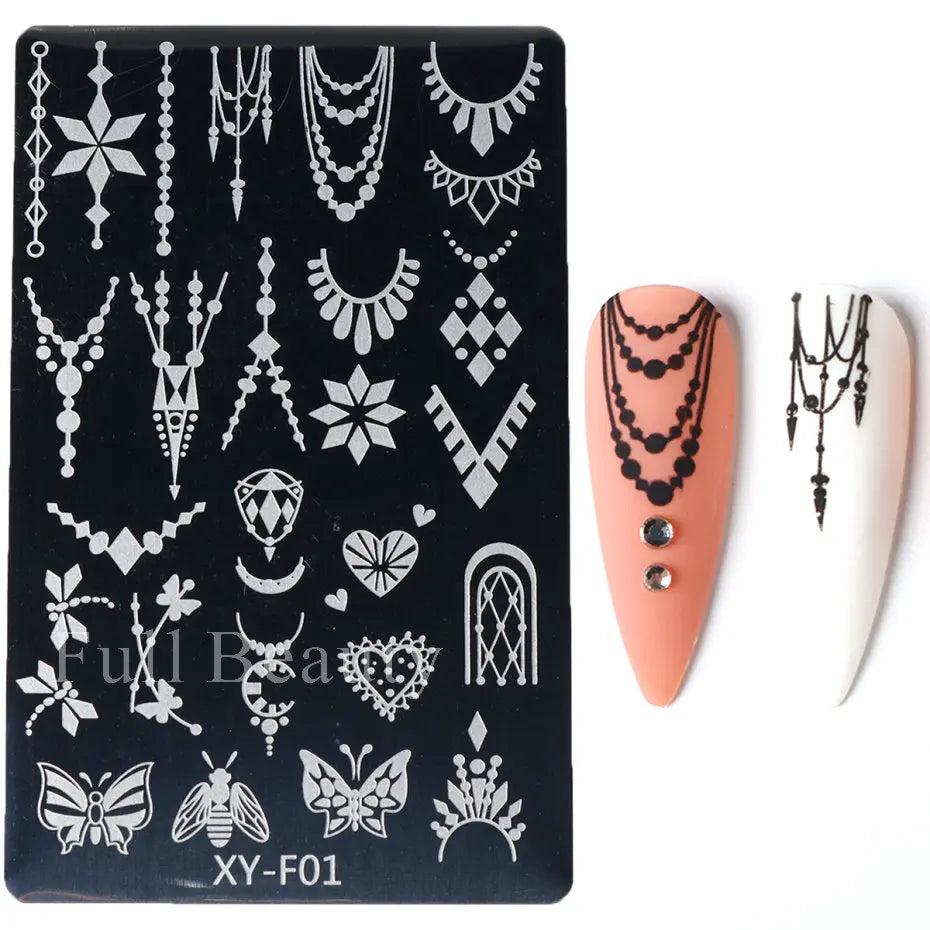 jinran Spring Flowers Nail Stamping Plates Cherry Blossom Summer Daisy Floral Butterfly DIY Nail Design Image Stamp Templates Stencil