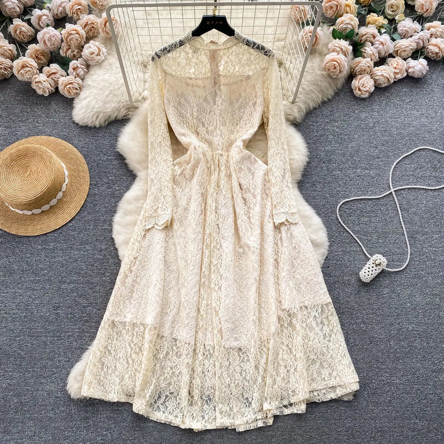 jinran Runway Flower Embroidery White Lace Prom Holiday Dress Summer Women Long Sleeve Evening Prom Vestidos Longo