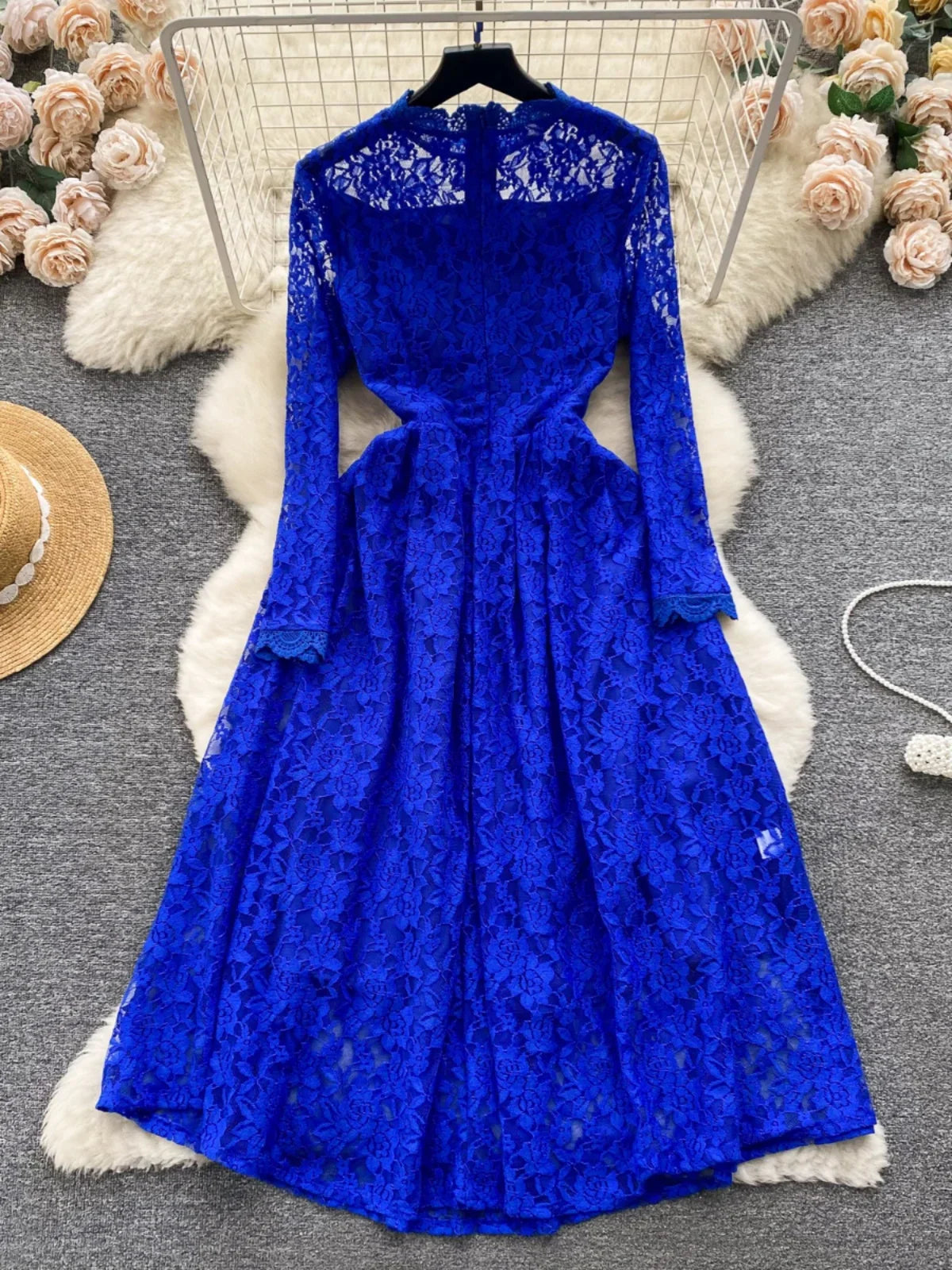 jinran Runway Flower Embroidery White Lace Prom Holiday Dress Summer Women Long Sleeve Evening Prom Vestidos Longo