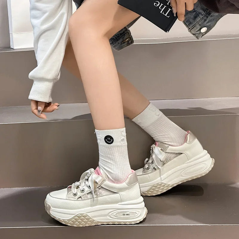 jinran leather thick soled hollowed out women's summer new versatile breathable and elevated sports and leisure shoes shoes