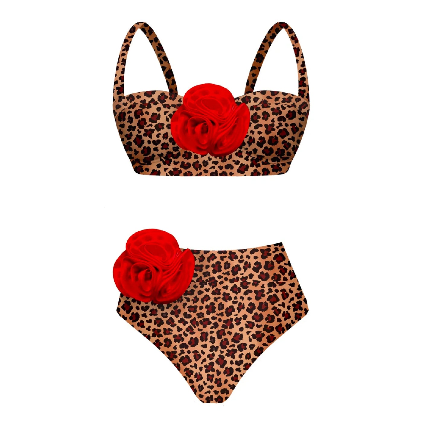 jinran 2024 3D Flower Bikini Underwire Swimsuit High Waist Swimwear for Women Push Up Two Piece Bathing Suits Summer Female