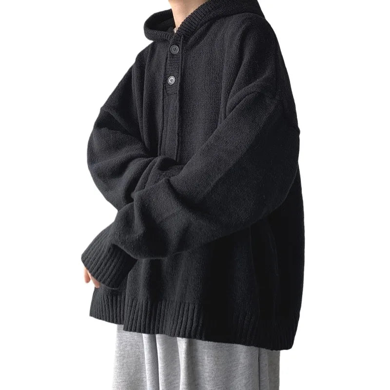 Men Pullover Hoodie Korean Style Classic Solid Color Casual Hoodies Oversized Loose Hooded Knitwear Mens Knitted Pullovers