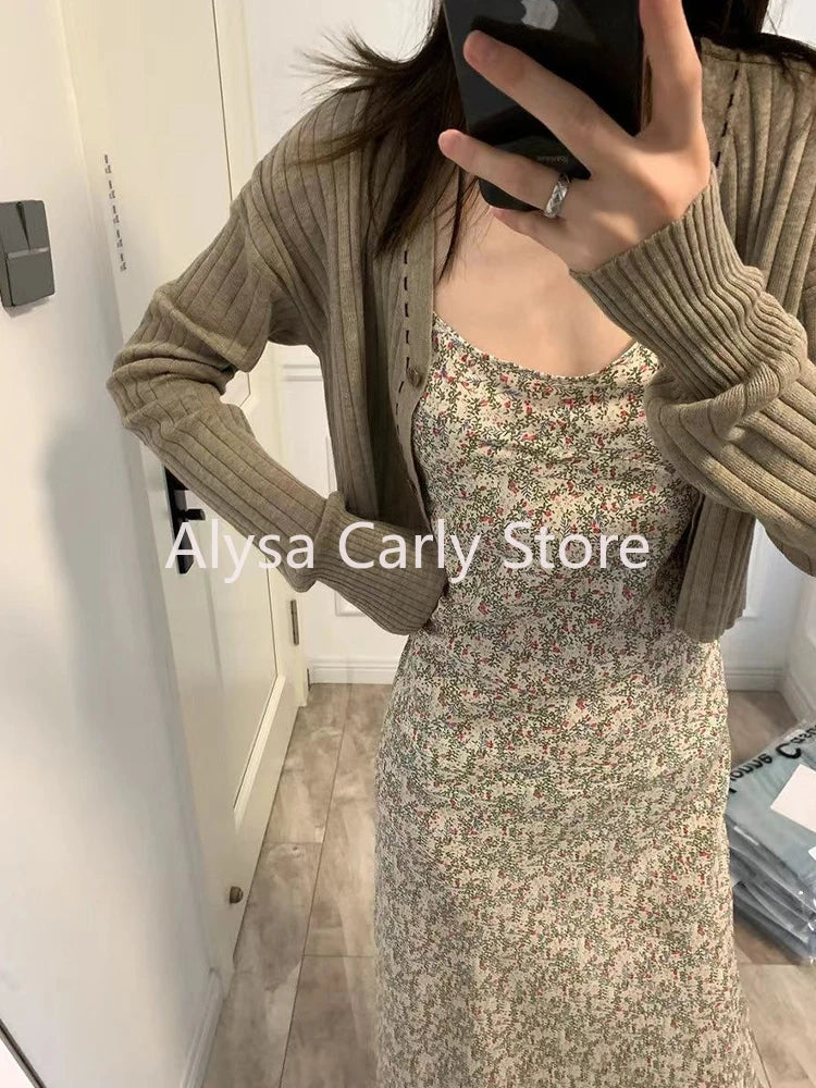 jinran Elegant Sexy Floral Slip Dress Women Sweet Slim Korean Style Party Dress Female 2024 Summer Casual Evening Holiday Beach Dress