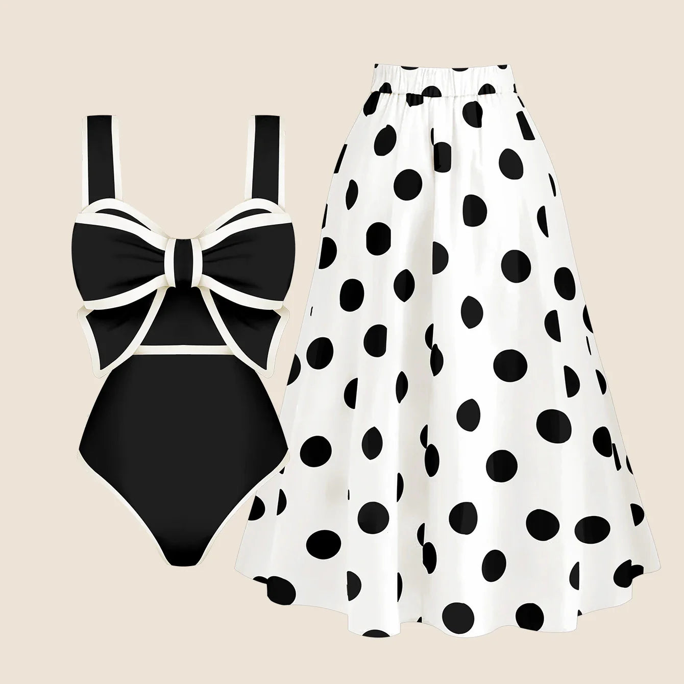 jinran 2024 New Bow Tie One Piece Swimsuit For Women Swimwear with Skirt Bathing Suit Monokini Beach Bodysuit Beach Wear