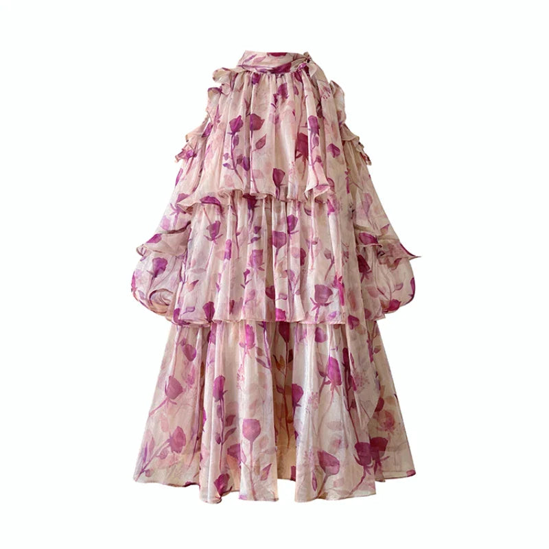 jinran Beach Style Floral Mini Dress Woman Boho 2024 Spring Long Sleeve Party Fairy Dress Female Fashion Casual Elegant Korean Dress