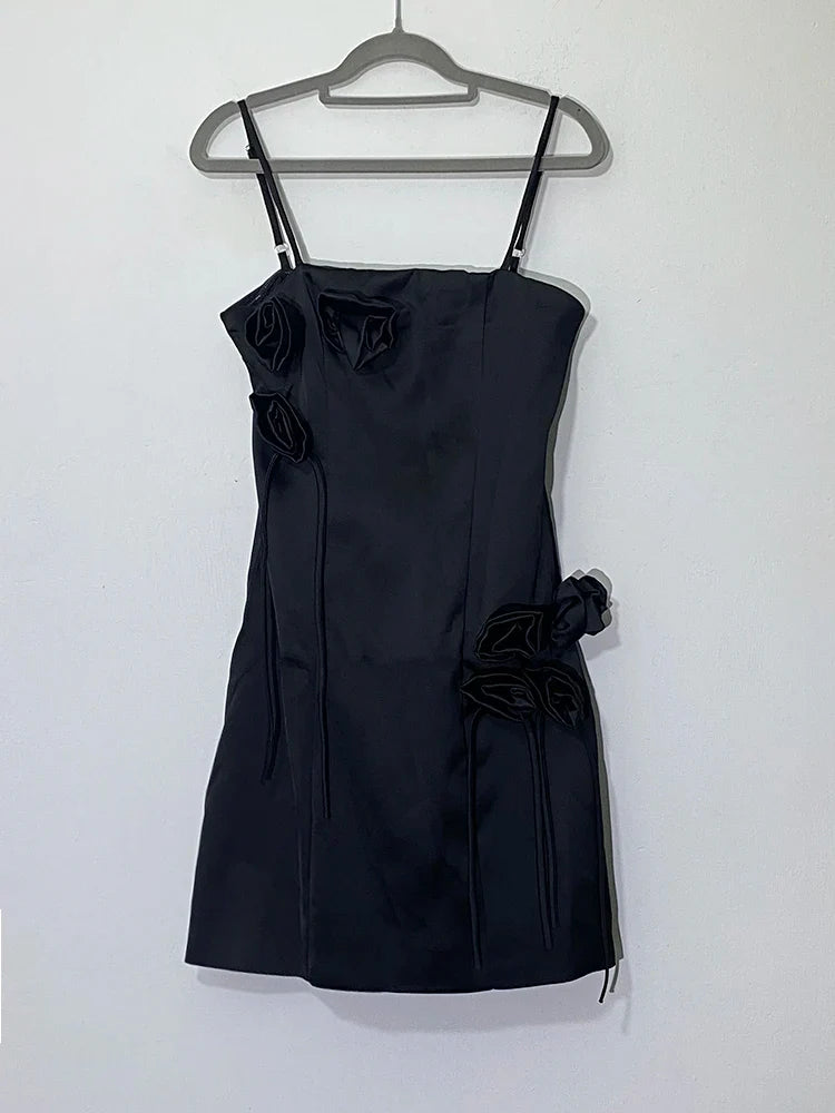 jinran Korean Style 3D Flower Waist Camisole Dress Elegant Multicolor Sleeveless Short Dresses Women 2024 New Spring Summer 3A8324