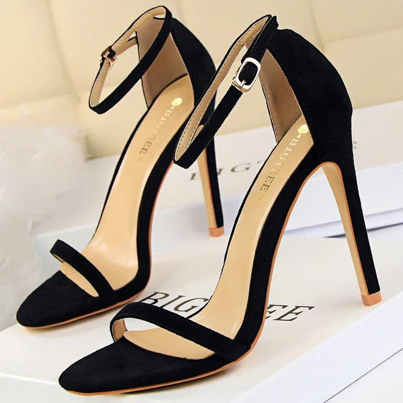jinran Shoes Summer Women Sandals Suede Hollow High Heels Stiletto Fashion Sandles Women Heels Ladies Shoes Women's Sandals