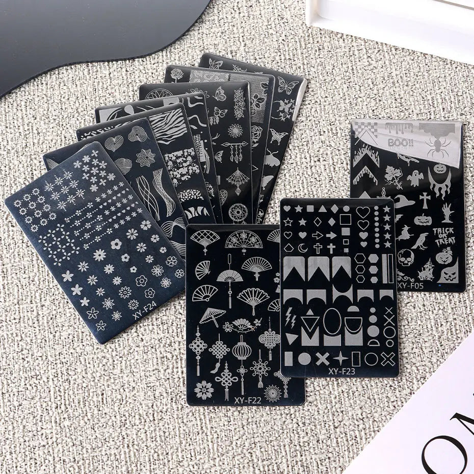 jinran Spring Flowers Nail Stamping Plates Cherry Blossom Summer Daisy Floral Butterfly DIY Nail Design Image Stamp Templates Stencil