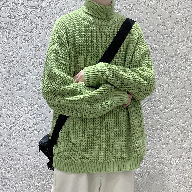 Winter Y2k Turtleneck Sweaters Men Vintage Black Casual Pullovers Korean Fashions Oversized Harajuku Knitted Sweater