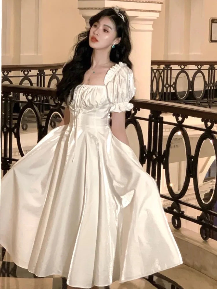 jinran Elegant French White Wedding Party Dress Women Vintage Burgundy Romantic Prom Vestidos Summer Korean A-line Graduation Dresses