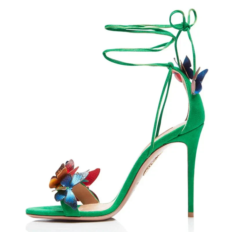 jinran New Luxury Design Cross Strap Sandals Women Summer Fashion Butterfly Open Toe Elegant High Heels Wedding Banquet Shoes for Women