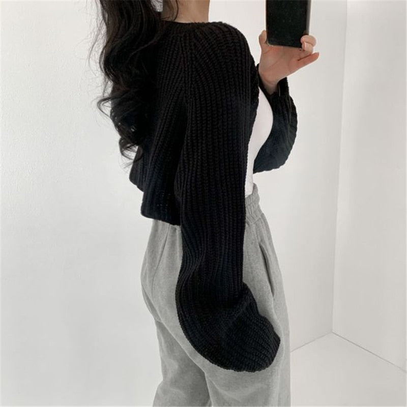 jinran SWC1653 New 2023 Chic Korean Fashion Short Cardigans Knitted Poncho Women Summer Elegant Vintage Minimalist Lady Tops