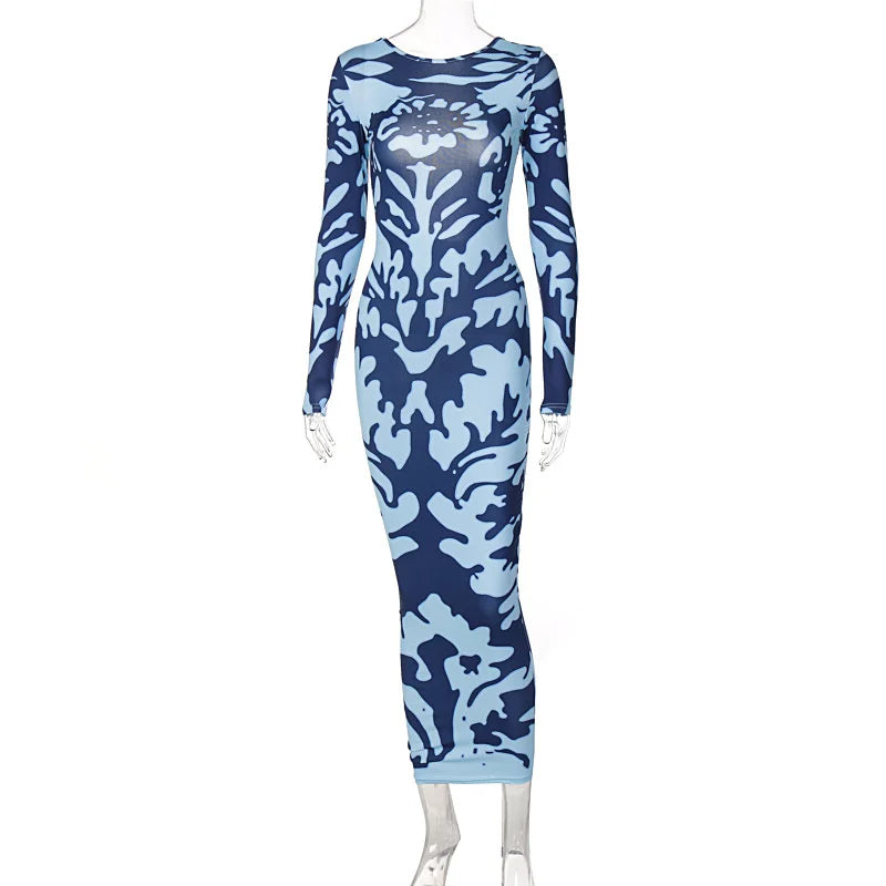 jinran Long Sleeve Backless Sexy Camouflage Dress Summer Women Fashion Streetwear Outfit Print Club Clothing