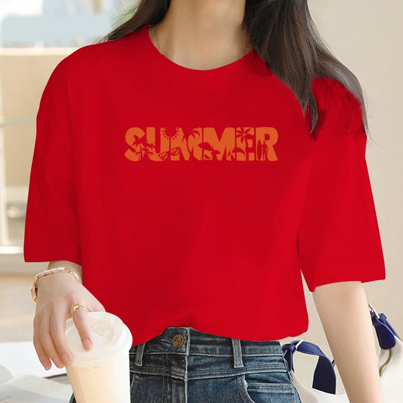 jinran Vintage Medieval letter-Print T-shirt Street Y2K2024 Shin-Harajuku Loose fitting fashion short-sleeved top T-shirt for women