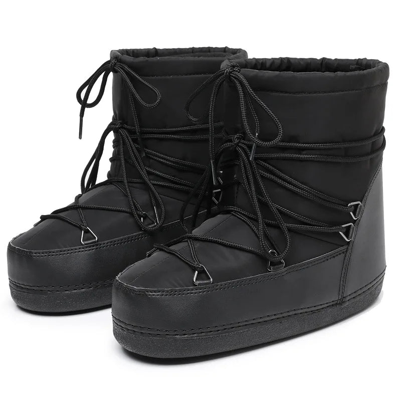 jinran 2024 Winter Lace-up Ankle Boots Women Snow Boots Brand Design Classic Platform Waterproof Non-slip Cotton Boots Woman Ski Boots