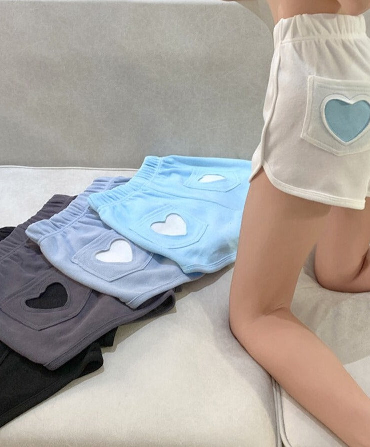 jinran Summer Sweet Harajuku Sports Shorts Women Korean Cute Love Hearts Lolita Casual Shorts High Waist Loose Punk Short Pants