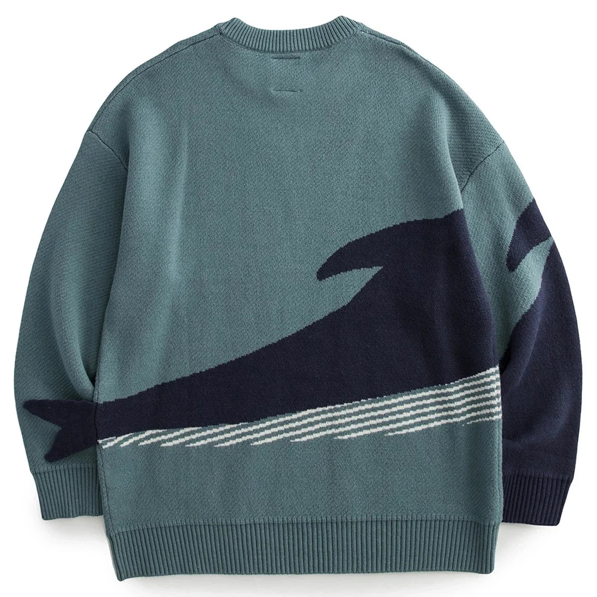 Men Harajuku Knitted Sweater Whale Cartoon Print Pullover Japanese College O-Neck Sweaters Oversized Couple Top Autumn Winter